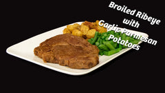 Halal Broiled Steak and Garlic Parmesan Potatoes