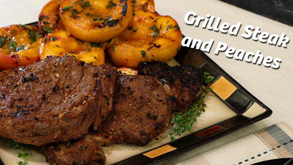 Opposites Attract with Halal Ribeye Steak and Grilled Peaches