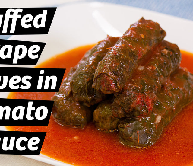 Stuffed Grape Leaves in Tomato Sauce Midamar Halal