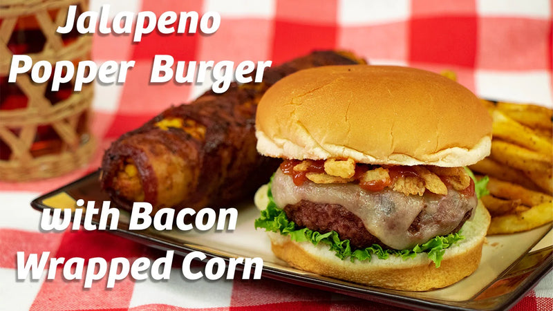 The Best Halal Jalapeno Popper Burger and Cajun Bacon Wrapped Corn!
