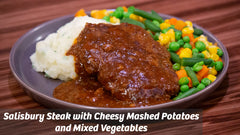 Cooking with Cass: Salisbury Steak with Cheesy Mashed Potatoes and Organic Mixed Vegetables